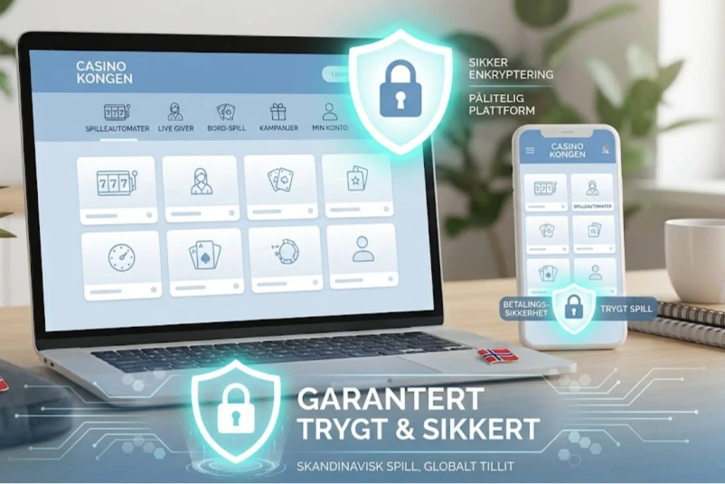 Sikkert nettcasino på datamaskin og mobil med låsesymboler